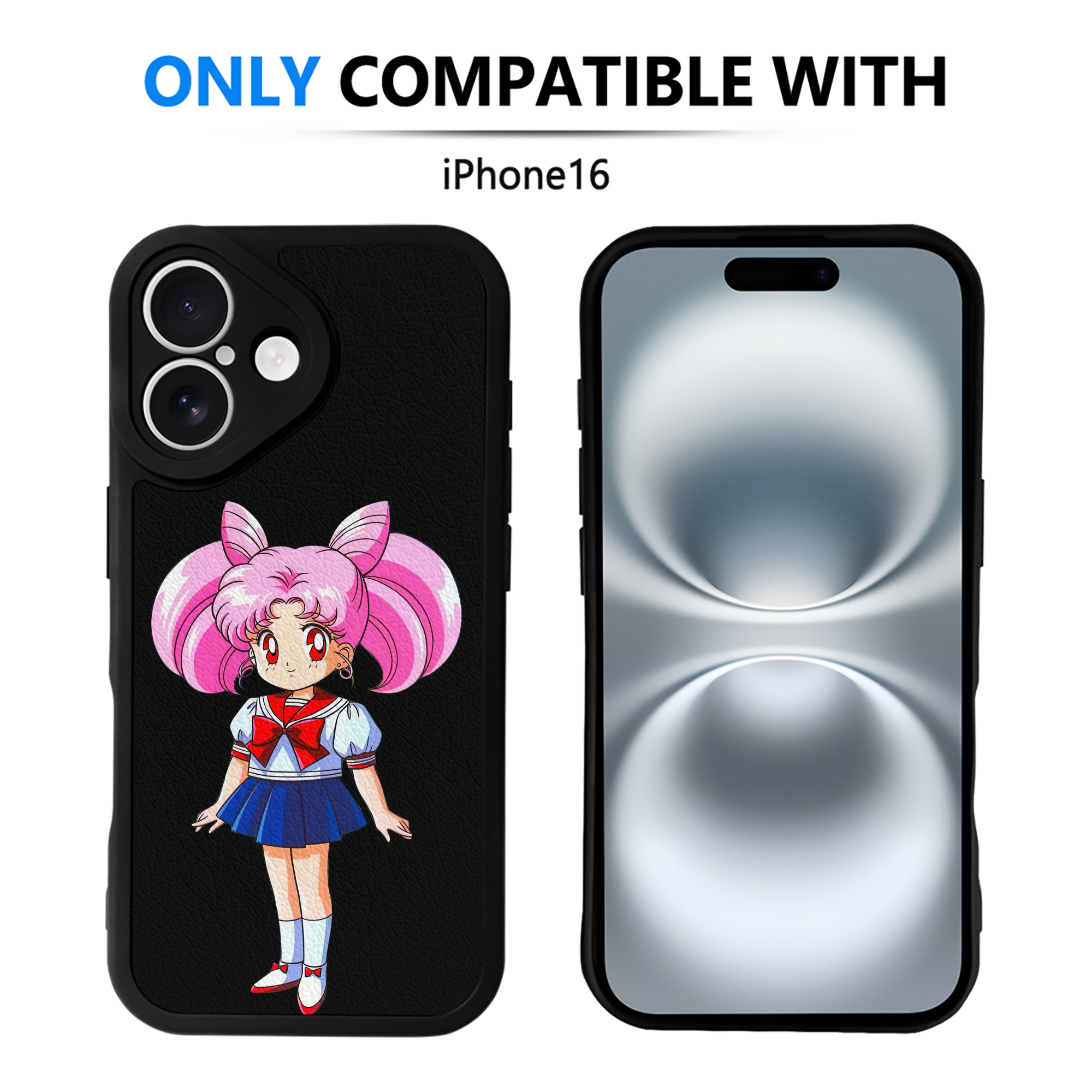 （画像用） 美少女戦士セーラームーン ちびうさ Sailor Moon Chibiusa Tsukino Usagi Small Lady Serenity 【iPhone 16シリーズ対応】シリコンスマホケース（レザー調） 材質：シリコン